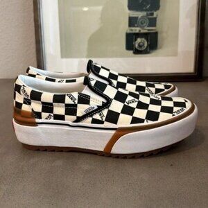 VANS Stacked Checkerboard Slip On Canvas Shoes